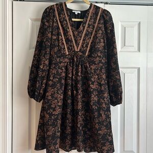 Floral Black and Brown Women's Dress